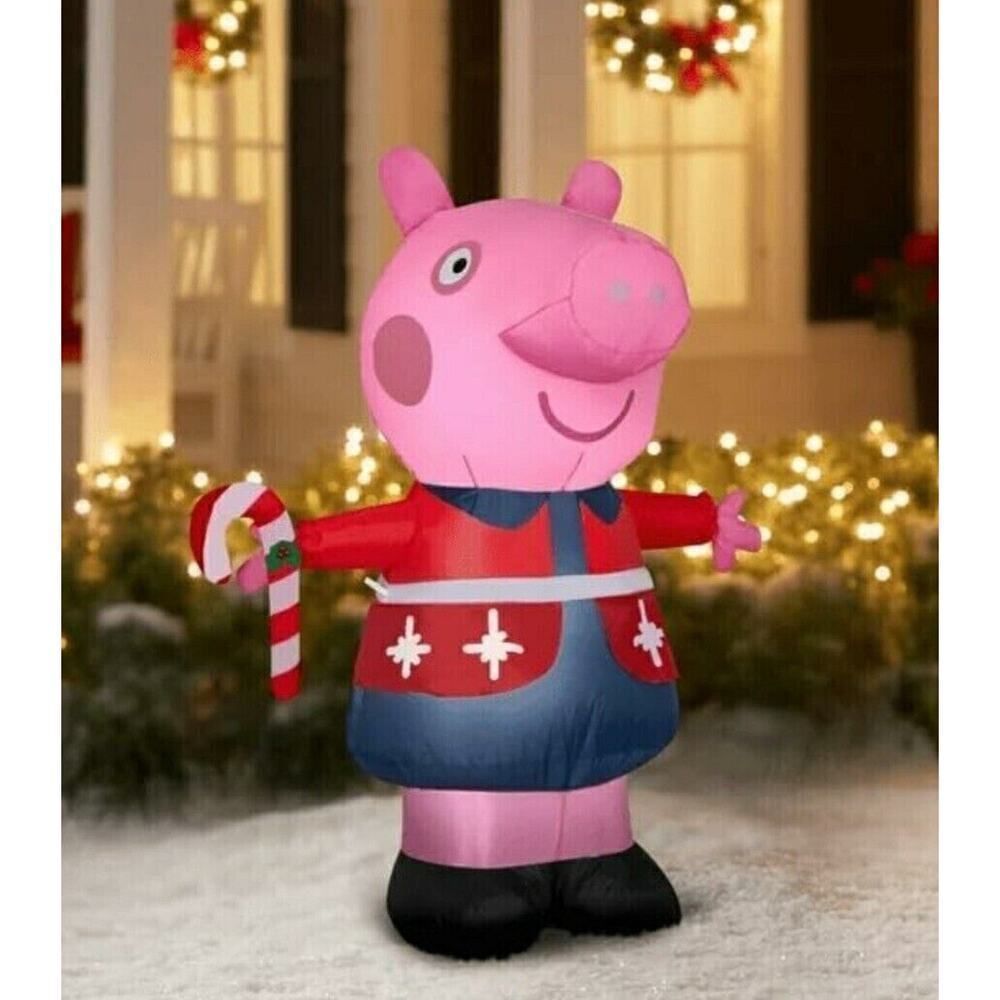Peppa Pig Christmas Inflatable 4.5 Feet with‎ Candy Cane Gemmy NEW
